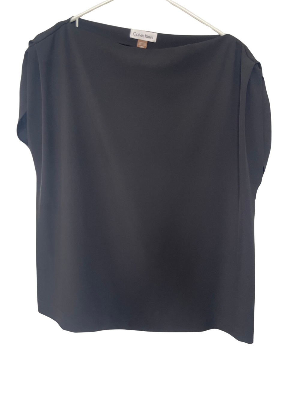 Calvin Klein Women's Black Cap-Sleeve Boatneck Blouse